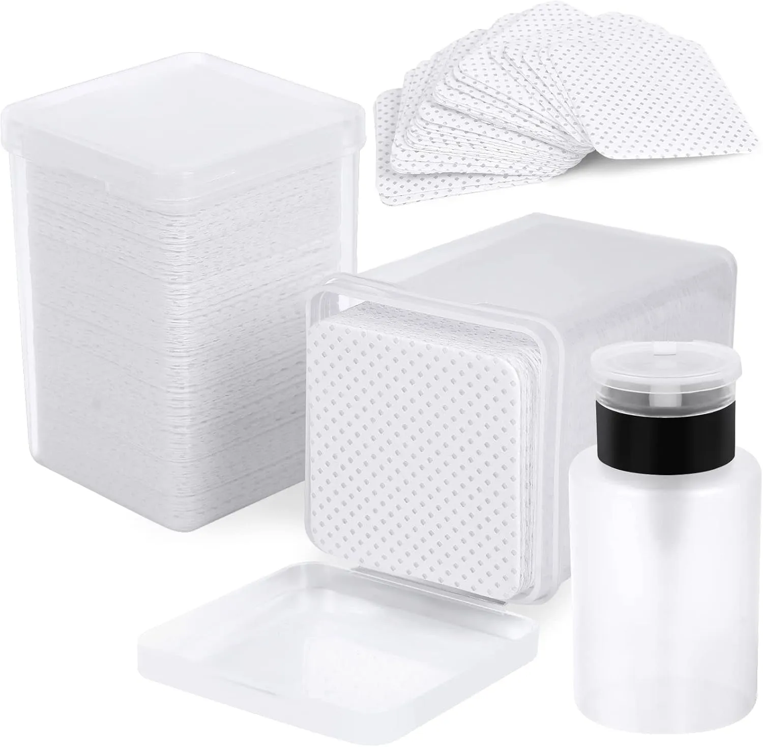 400PCS Lint Free Nail Wipes,1 Pull-Down Pump Dispenser Bottle, Super Absorbent Soft Non-Woven Eyelash Glue Wipes,Lash Extensions Glue Cleaning Wipes Nail Salon Supplies (Pink)
