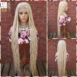 49" Braided Lace Front Wig, African American Wig, Blonde Braided Wig , 4x4 Free Parting, Glory Tress Wigs, On Sale / BELOVED4