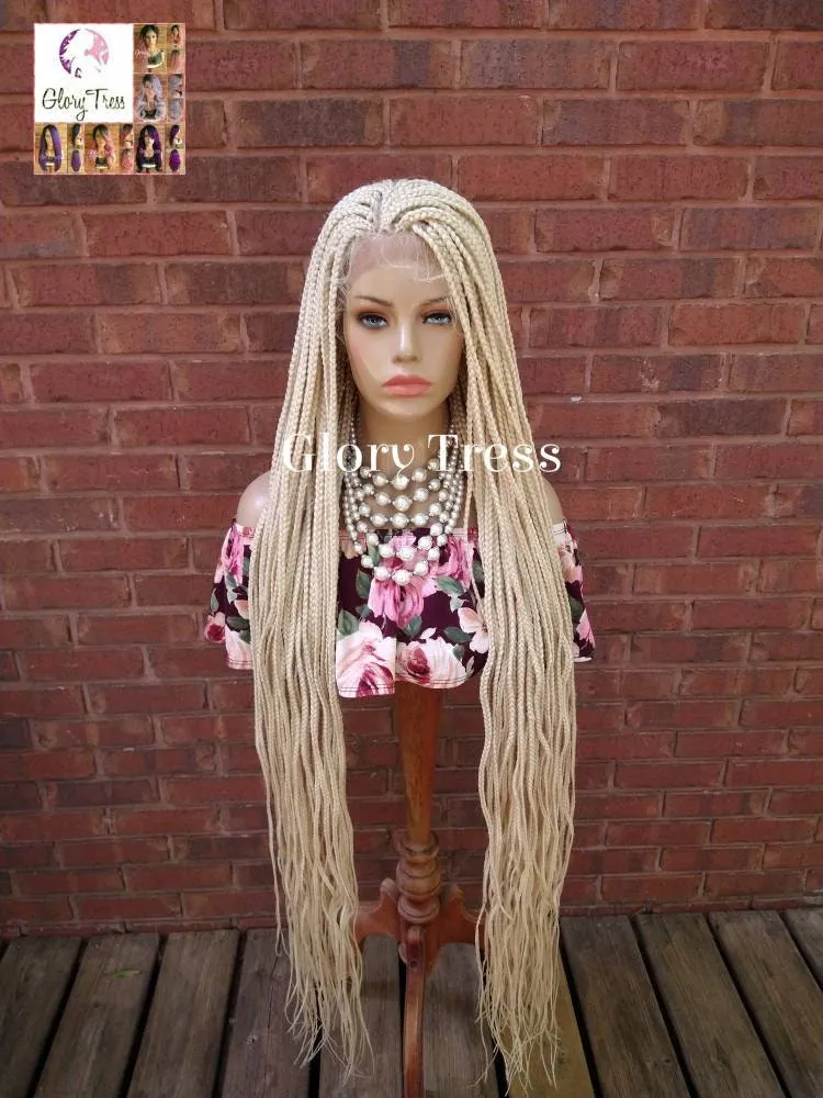 49" Braided Lace Front Wig, African American Wig, Blonde Braided Wig , 4x4 Free Parting, Glory Tress Wigs, On Sale / BELOVED4