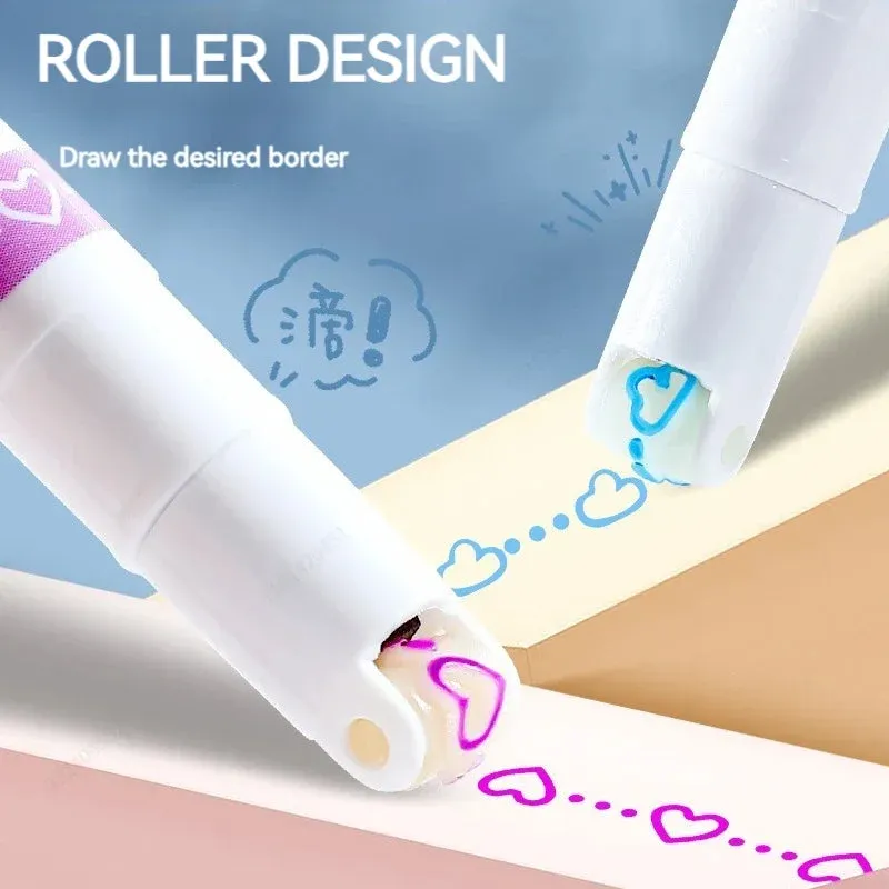 6-Piece Flower Line Highlighter Pen Set - Roller Tip Curve Liner Marker