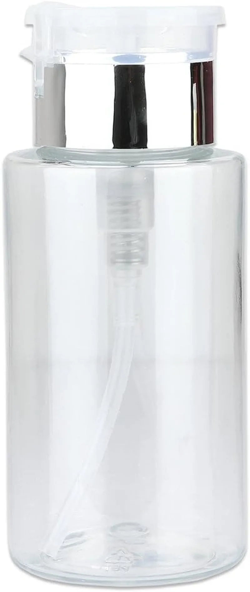 9Oz Gray with Word Imprint Push down Pump Dispenser Empty Refillerable Bottle with Flip Top Cap - for Nail Polish, Travel, Cosmetics Packaging