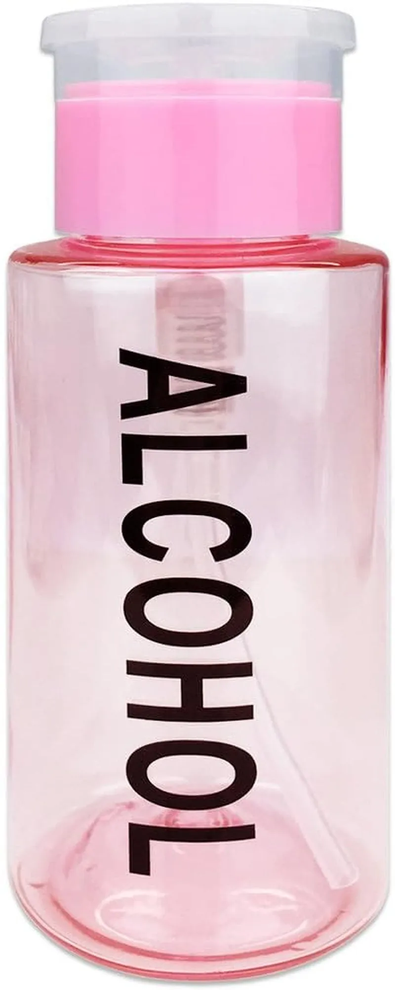 9Oz Gray with Word Imprint Push down Pump Dispenser Empty Refillerable Bottle with Flip Top Cap - for Nail Polish, Travel, Cosmetics Packaging