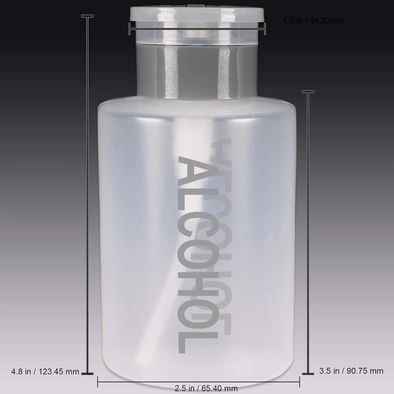 9Oz Gray with Word Imprint Push down Pump Dispenser Empty Refillerable Bottle with Flip Top Cap - for Nail Polish, Travel, Cosmetics Packaging
