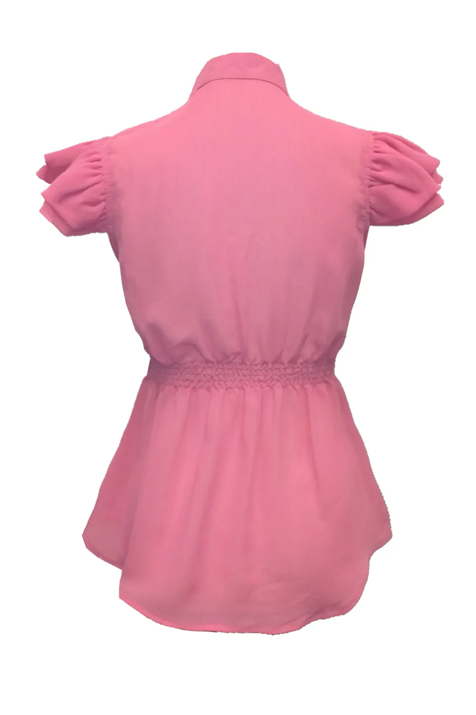 Adriana frilled cap sleeves sheer chiffon shirt in pink