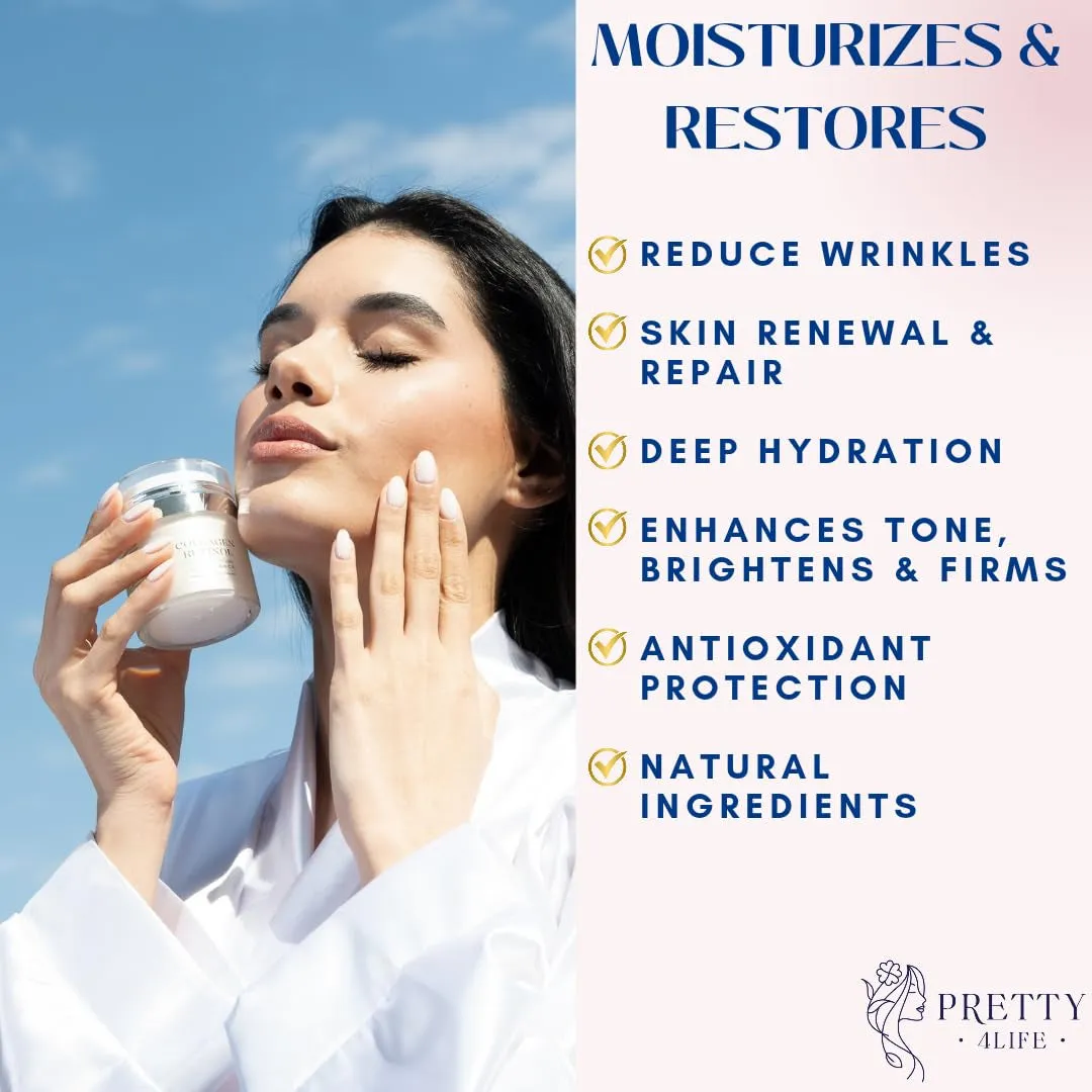 Advanced Anti-Aging Cream - Collagen, Retinol, Hyaluronic Acid & Vitamin C - Moisturizer for Face, Neck & Décolleté - Firms, Hydrates & Reduces Wrinkles - Day/Night Formula - 1.7 Oz