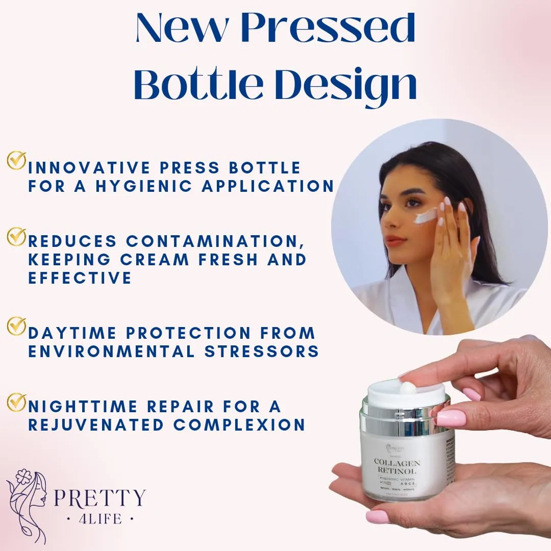 Advanced Anti-Aging Cream - Collagen, Retinol, Hyaluronic Acid & Vitamin C - Moisturizer for Face, Neck & Décolleté - Firms, Hydrates & Reduces Wrinkles - Day/Night Formula - 1.7 Oz