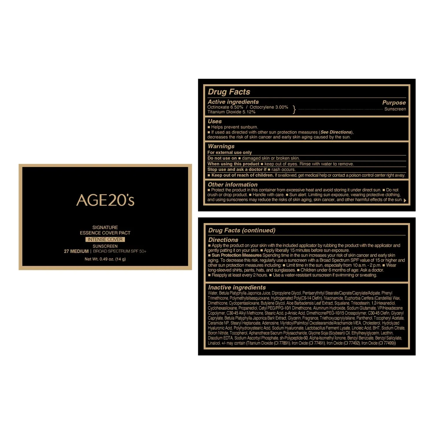 AGE20'S Signature Essence Pact SPF 50  | Cream Foundation, Dewy Finish, Natural Coverage | Korean Cushion Foundation | 1 Refill Included | 27 Medium