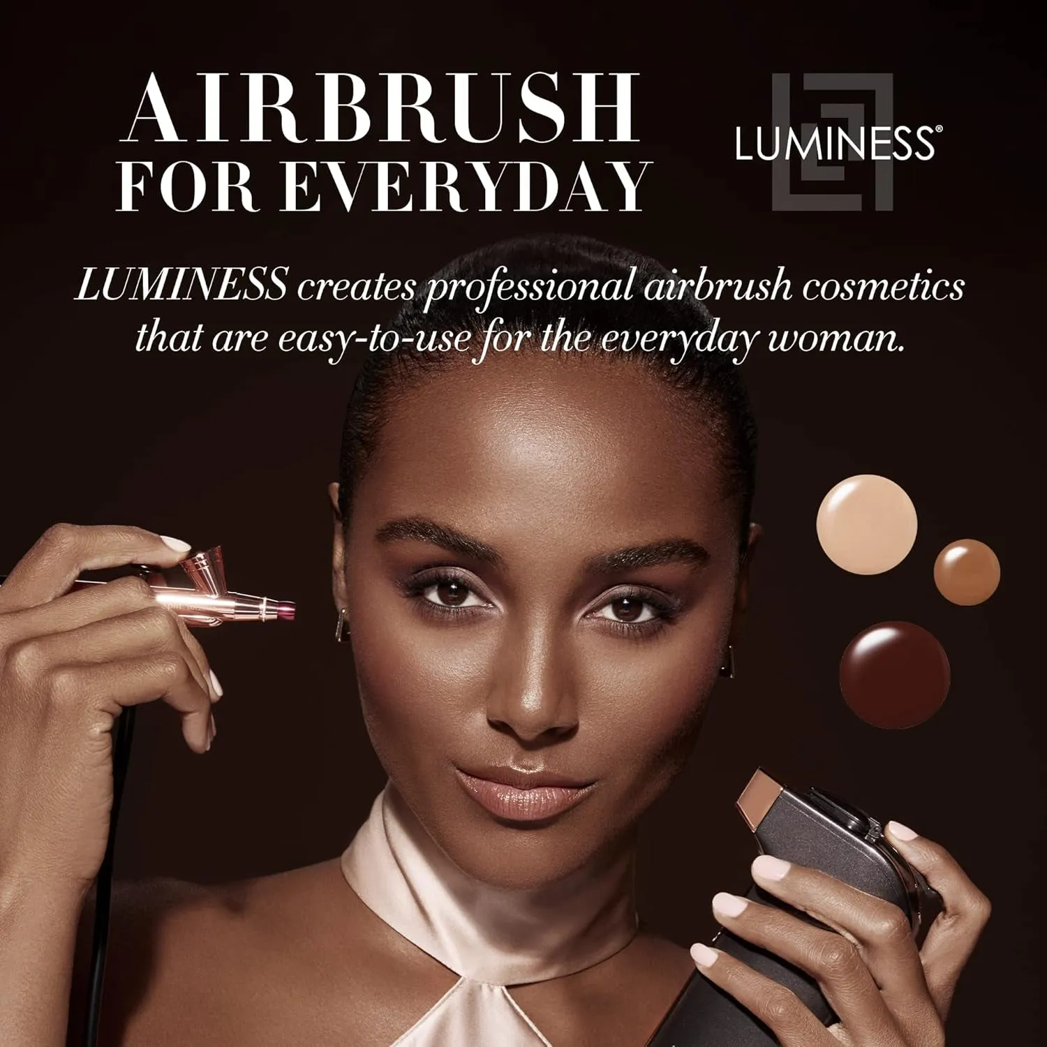 Air Icon Makeup Airbrush System and 4-Piece Foundation Starter Kit, Medium Coverage - Quick, Easy & Long Lasting Application - Includes Silk 4-In-1 Foundation, Highlighter & Blush