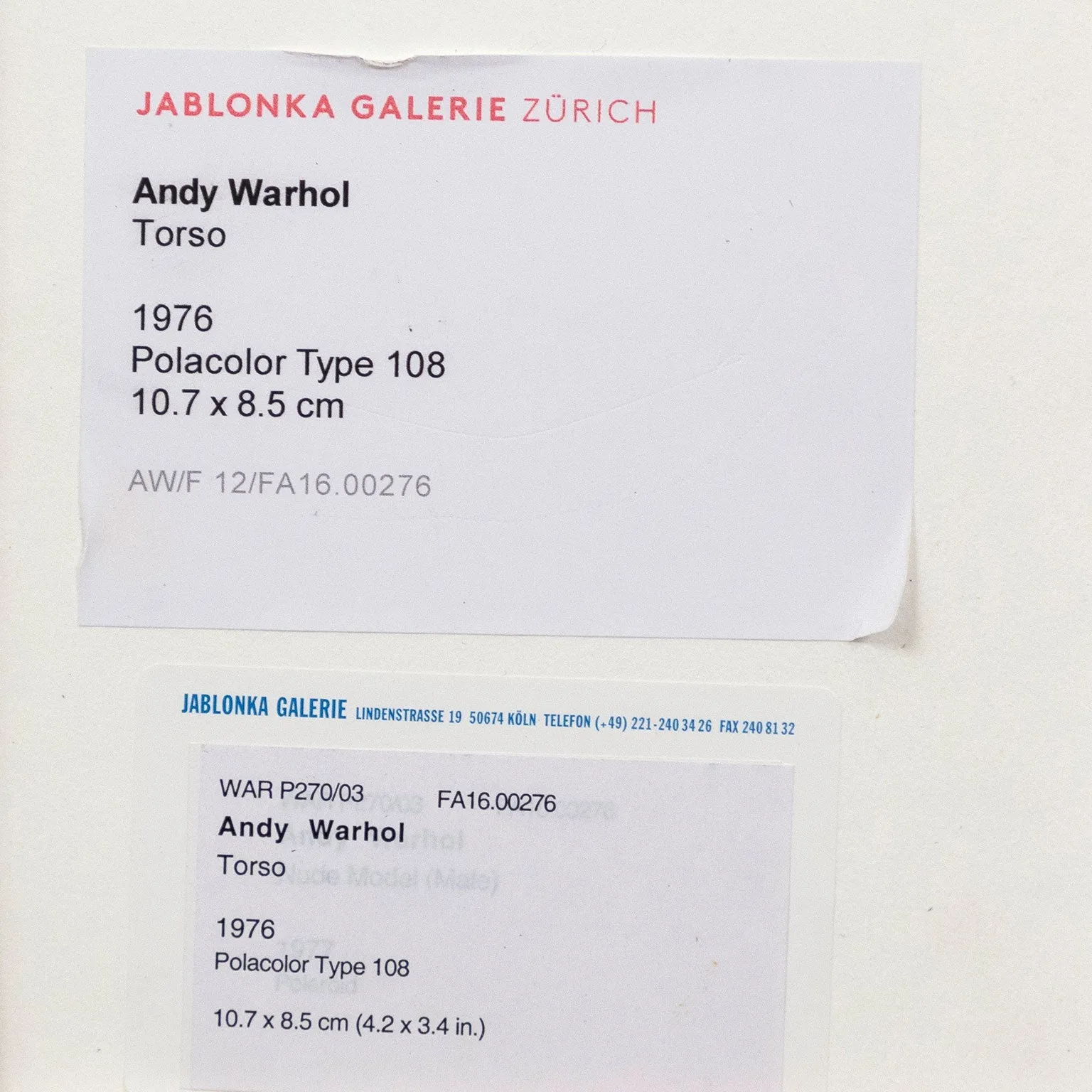 ANDY WARHOL "BUTT - H" POLAROID, c. 1976