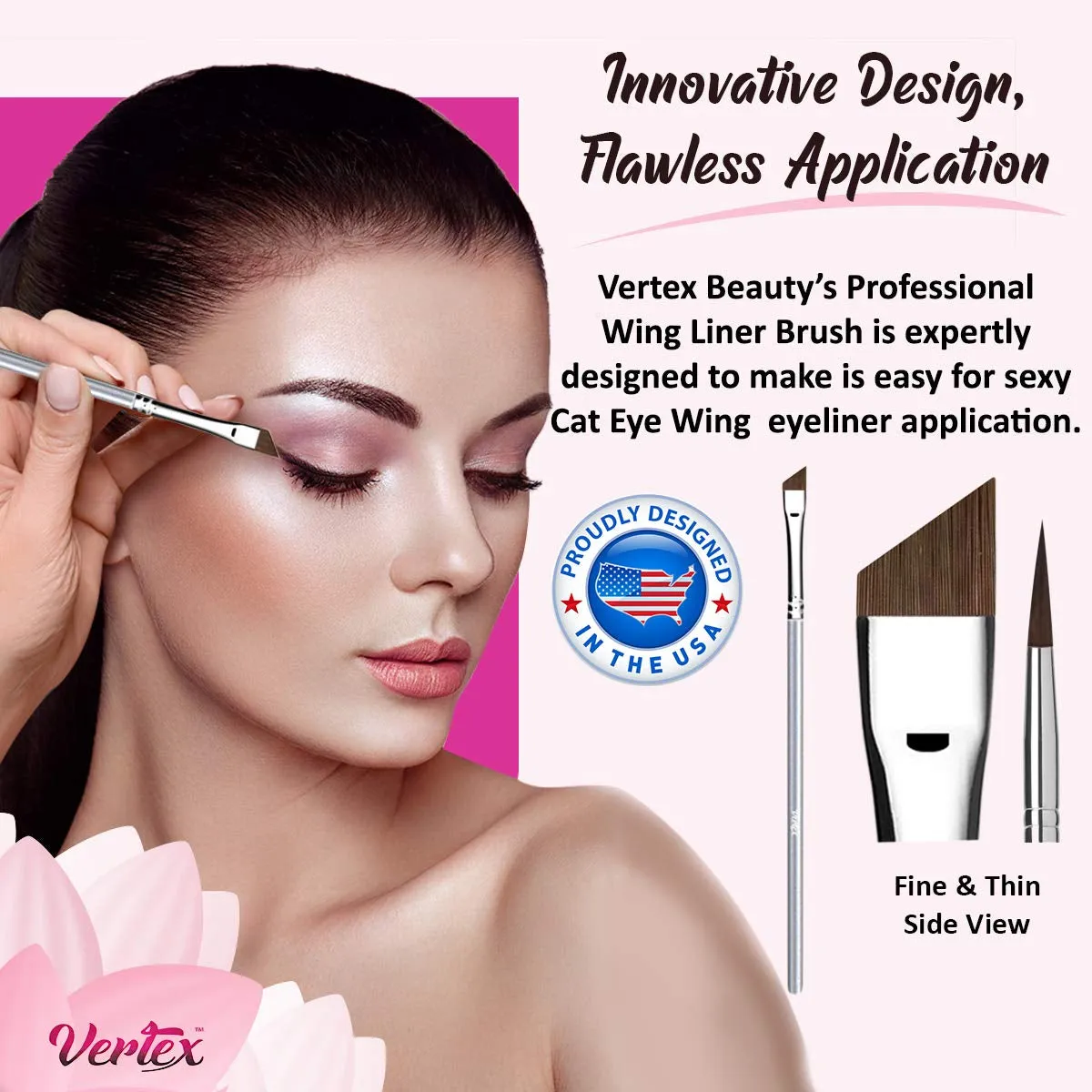 Angled Eyeliner Brush Slanted - Small Thin Winged Liner for Clean Lines to Apply Smooth Liquid Gel Liner for a Fine Wing | Application of Flat Angle Edges Allows Precision Control Sexy Cat Eyes