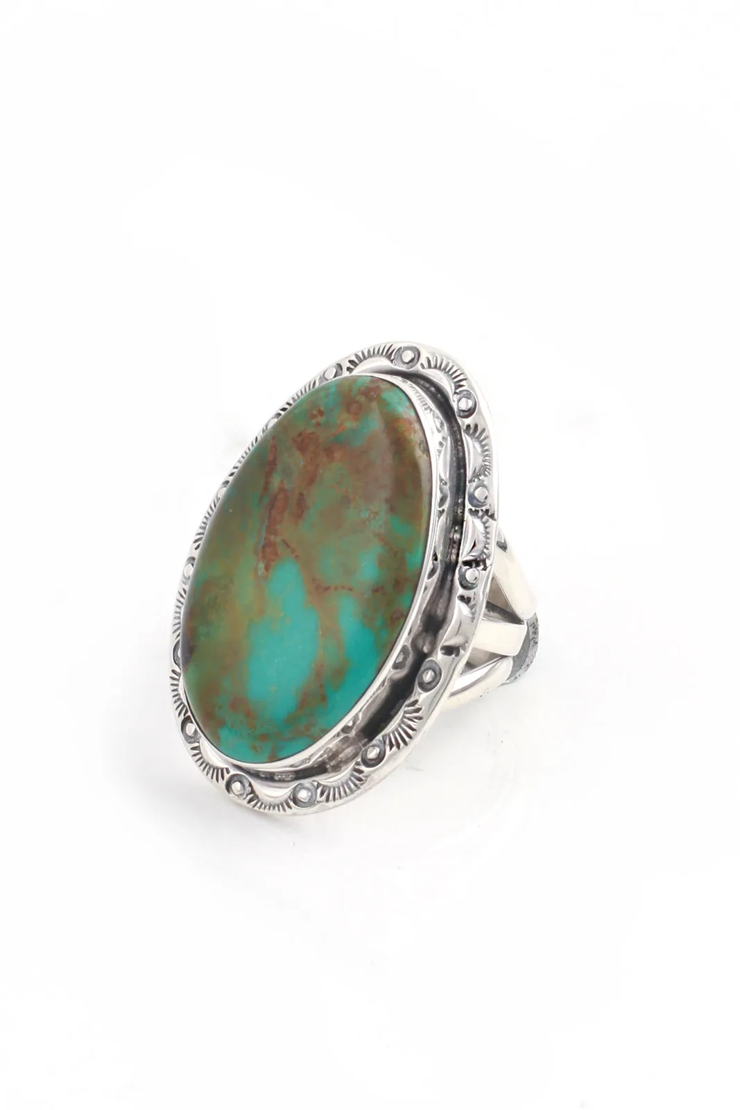 Anthony Kee Women’s Navajo Turquoise and Sterling Silver Ring (Size 9)
