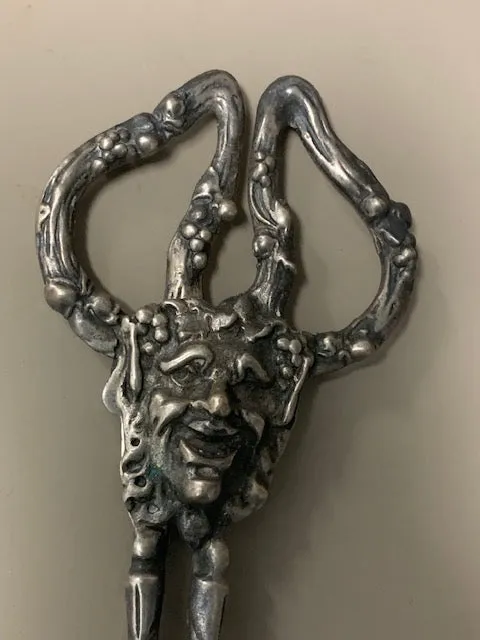 Antique, Solid Sterling Silver Shears w/ the Face of  a Deity:  Shears of Mithras