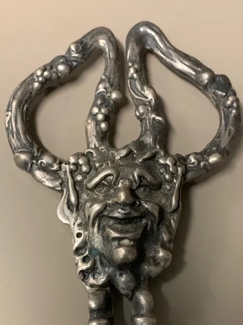 Antique, Solid Sterling Silver Shears w/ the Face of  a Deity:  Shears of Mithras