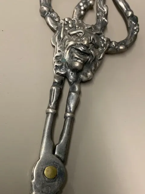 Antique, Solid Sterling Silver Shears w/ the Face of  a Deity:  Shears of Mithras