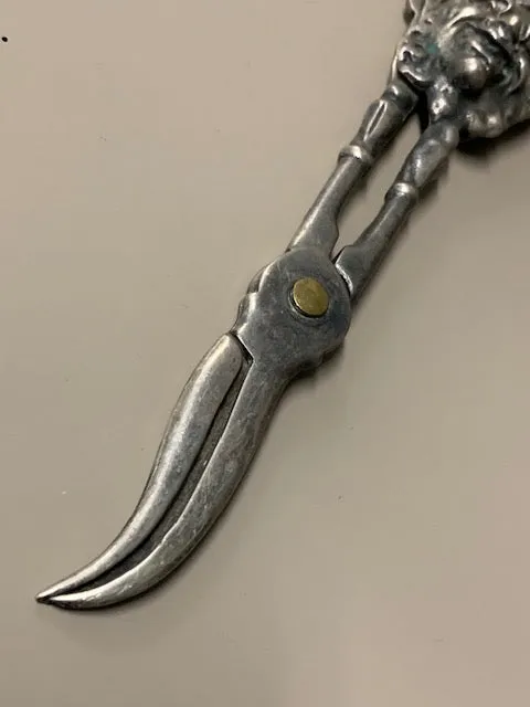 Antique, Solid Sterling Silver Shears w/ the Face of  a Deity:  Shears of Mithras