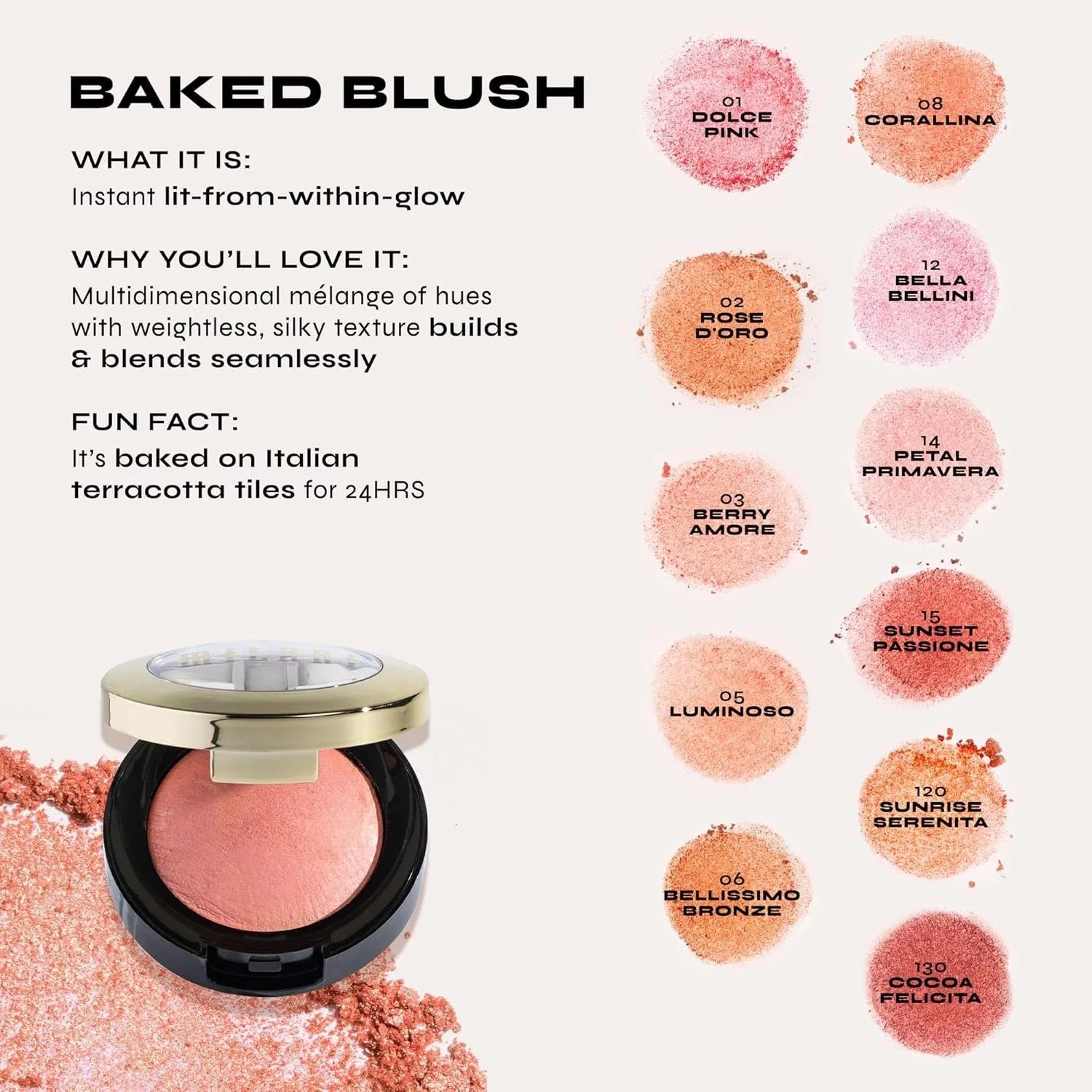Baked Blush - Petal Primavera (0.12 Ounce) Cruelty-Free Powder Blush - Shape, Contour & Highlight Face for a Shimmery or Matte Finish