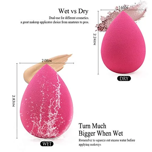 BEAKEY 5 Pcs Makeup Sponge Set Blender Beauty Foundation Blending Sponge, Flawless for Liquid, Cream, and Powder, Multi-colored Makeup Sponges