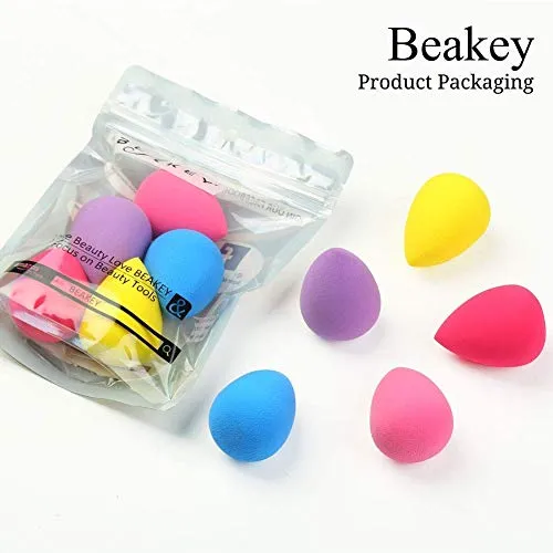 BEAKEY 5 Pcs Makeup Sponge Set Blender Beauty Foundation Blending Sponge, Flawless for Liquid, Cream, and Powder, Multi-colored Makeup Sponges