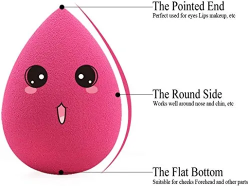 BEAKEY 5 Pcs Makeup Sponge Set Blender Beauty Foundation Blending Sponge, Flawless for Liquid, Cream, and Powder, Multi-colored Makeup Sponges