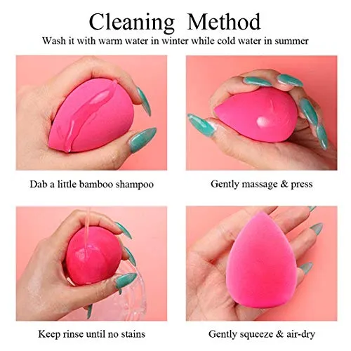 BEAKEY 5 Pcs Makeup Sponge Set Blender Beauty Foundation Blending Sponge, Flawless for Liquid, Cream, and Powder, Multi-colored Makeup Sponges