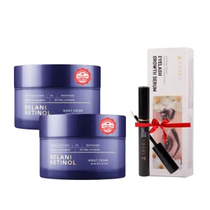 BELANI Retinol Night Cream for Women, Dark Spot Remover, Melasma Treatment, Reduce Fine Lines, Anti-Wrinkle, Anti-Aging Neck and Décolleté for Face (2 Box   Gift Eyelash Serum)
