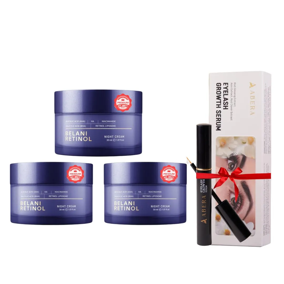 BELANI Retinol Night Cream for Women, Dark Spot Remover, Melasma Treatment, Reduce Fine Lines, Anti-Wrinkle, Anti-Aging Neck and Décolleté for Face (2 Box   Gift Eyelash Serum)