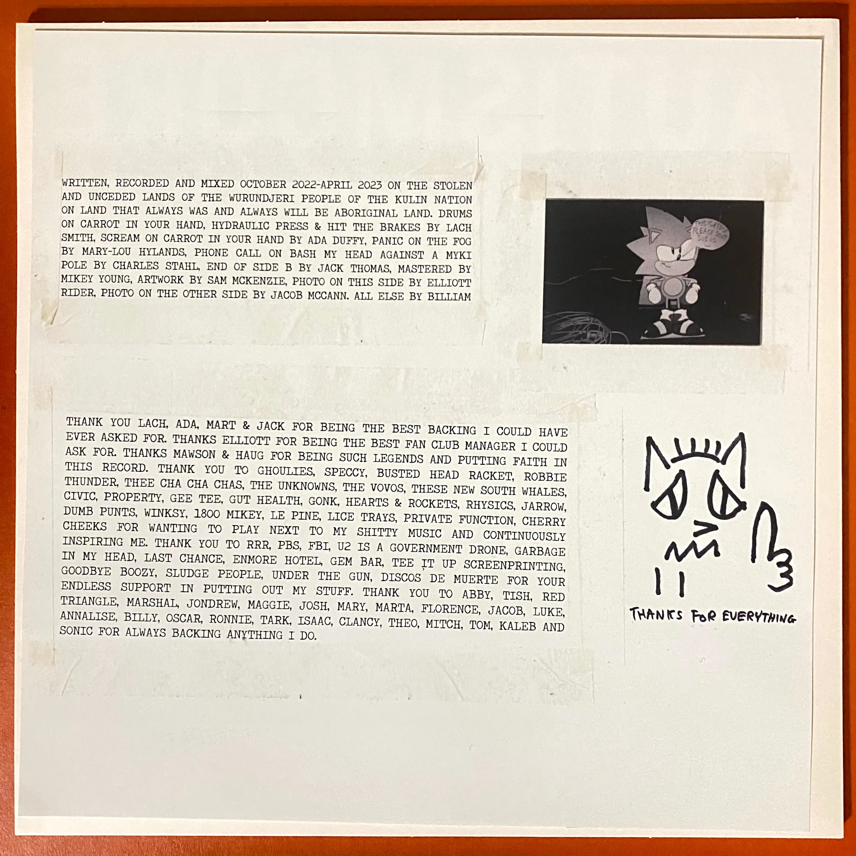Billiam – Animation Cel [IMPORT GREEN NOISE EXCLUSIVE ORANGE VINYL AUSSIE PUNK] – New LP