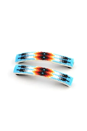 Blue Navajo Beaded Barrettes (Pair)