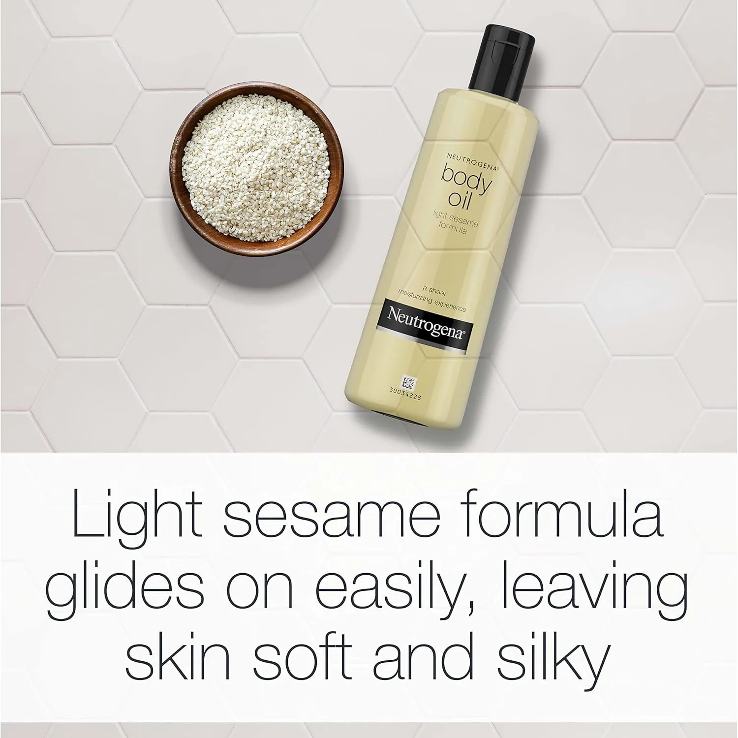 Body Oil Light Sesame Formula, Dry Skin Moisturizer and Hydrating Body Massage Oil for Radiant and Healthy Looking Glow, Nourishing Bath Oil for Sheer Moisture, 16 FL OZ