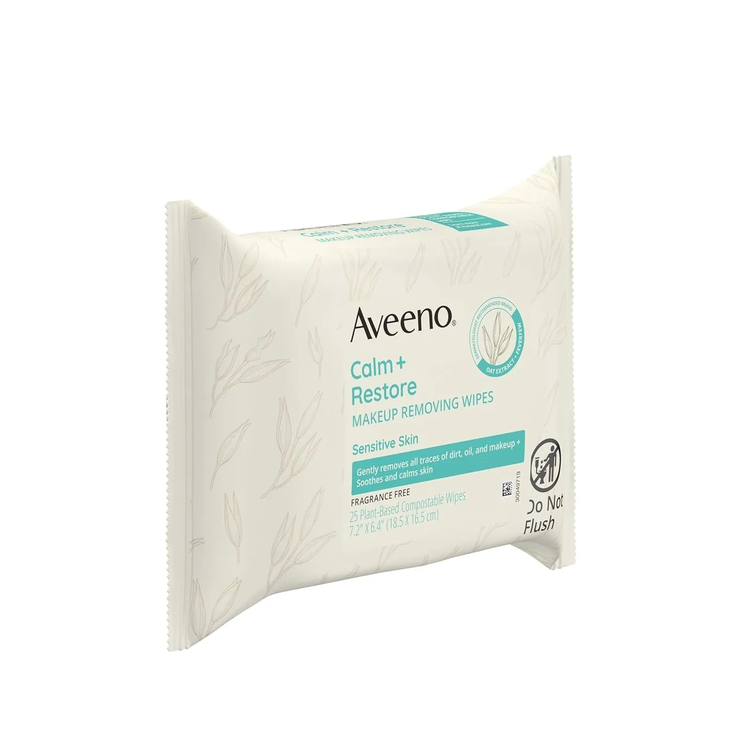 Calm   Restore Nourishing Makeup Remover Face Wipes, Fragrance Free Facial Cleansing Towelettes with Oat Extract & Calming Feverfew, Alcohol Free, 100% Plant-Based Cloth, 25 Ct