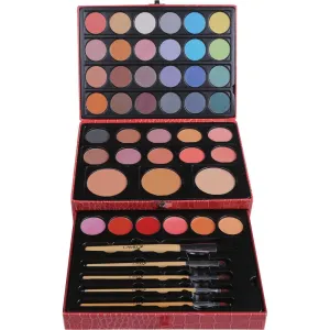 Cameo - Jewel Box - Assortment of Makeup and Brushes for The Face, Cheeks, Lips and Eyes in a Reusable Snake-Print Box