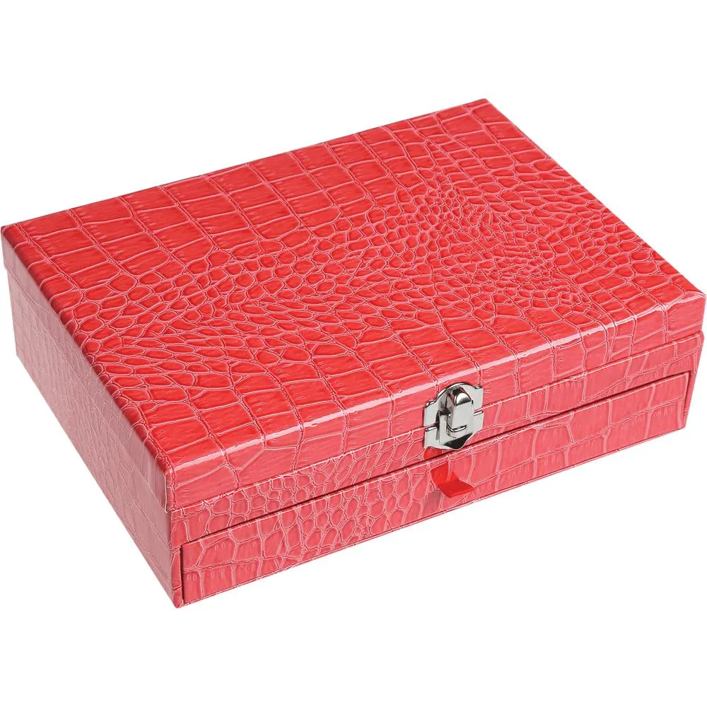 Cameo - Jewel Box - Assortment of Makeup and Brushes for The Face, Cheeks, Lips and Eyes in a Reusable Snake-Print Box