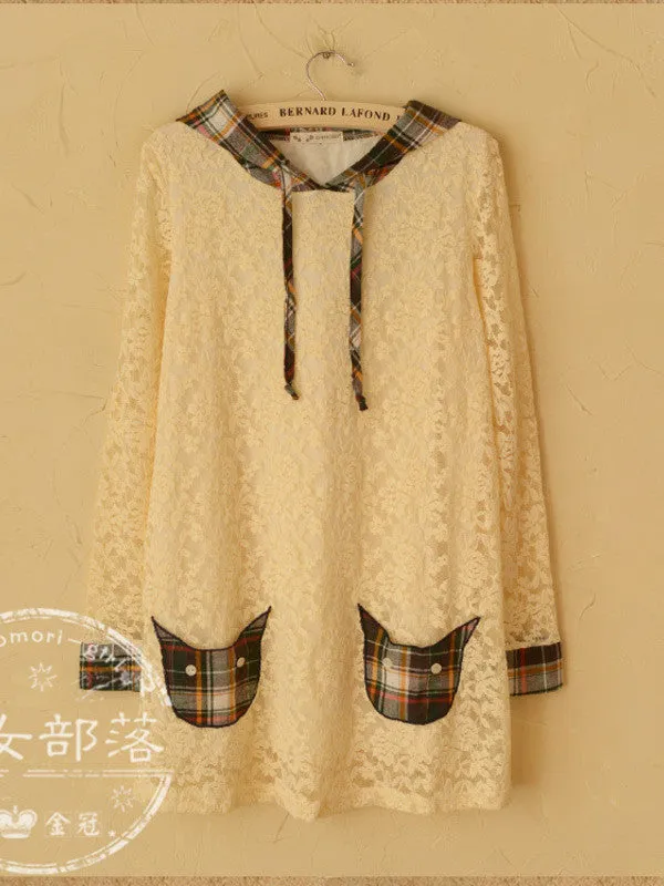 cat face plaid lace dress