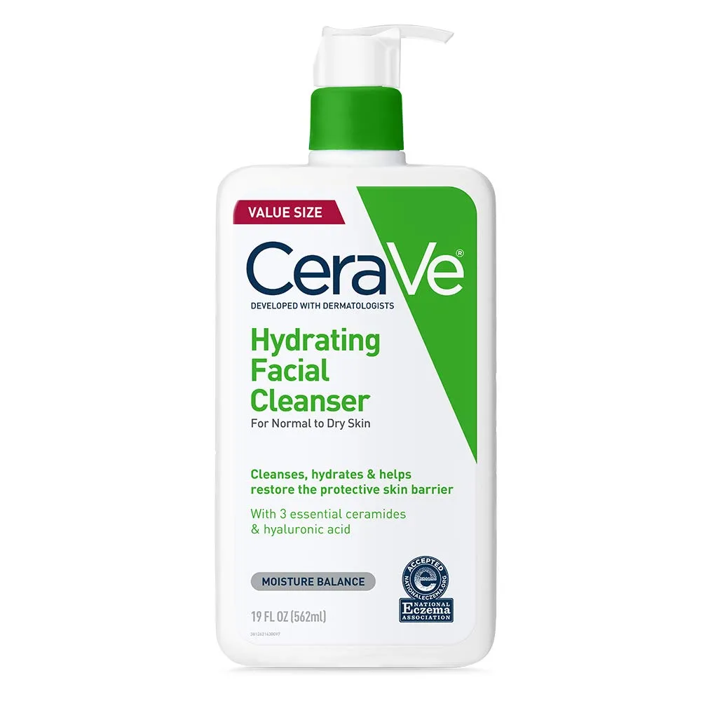 CeraVe Hydrating Facial Cleanser | Moisturizing Non-Foaming Face Wash with Hyaluronic Acid, Ceramides and Glycerin | 16 Fluid Ounce