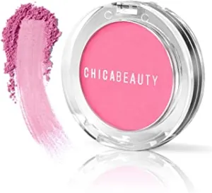 CHICA BEAUTY Blush Powder Makeup for Cheeks Glow, Long Lasting Skin Perfecting, Minimizes Pores, Lightweight Natural Looking Color – Paraben, Phthalate and Sulfate Free, All Skin Types - Barely Mauve