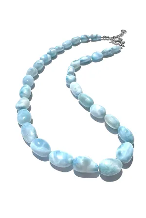 Chunky Natural Larimar Bead Necklace