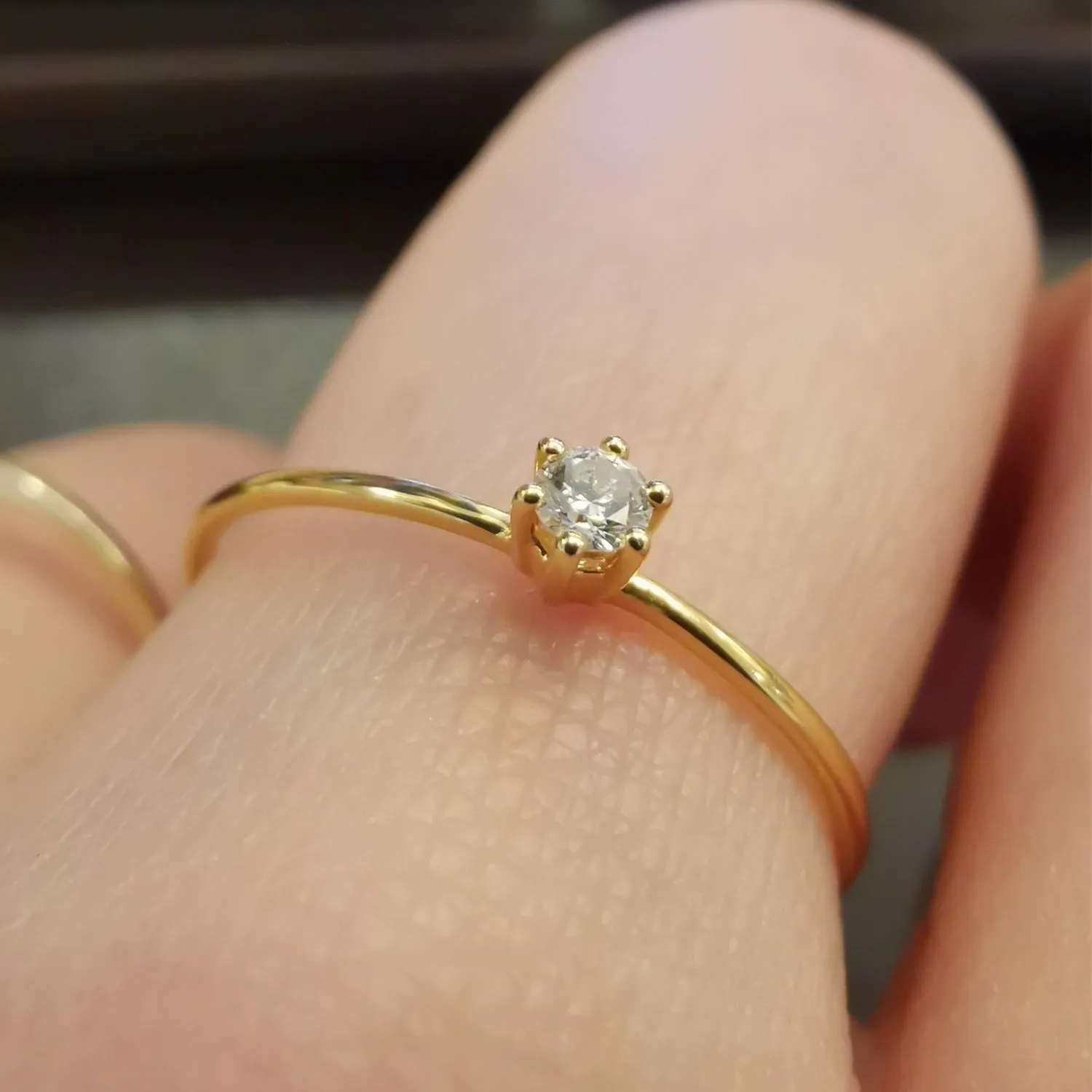Classic Six Prong Stacking Solitaire Ring