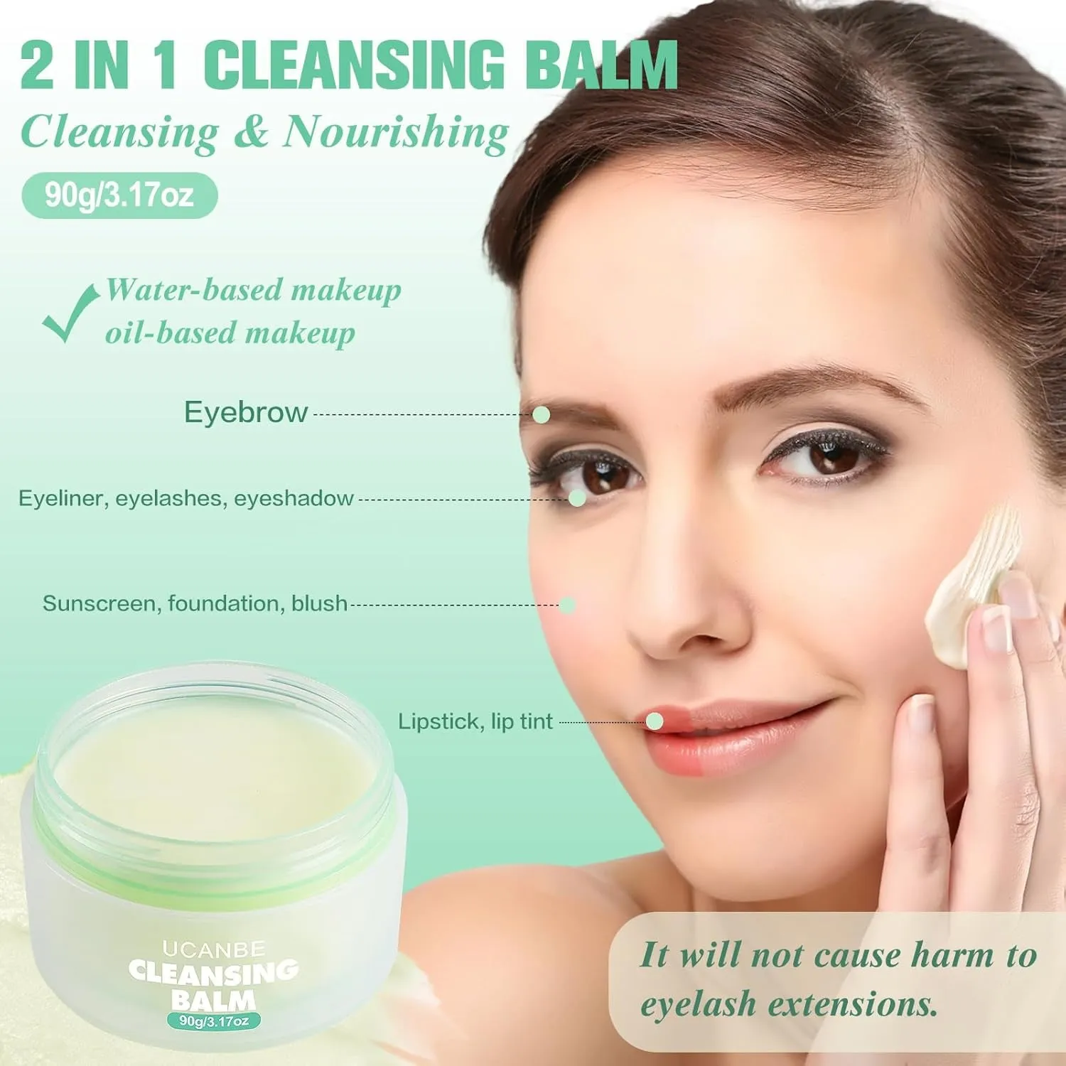 Cleansing Balm Makeup Remover - 3.17Oz, Natural Gentle, Deep Cleaning, Makeup Cleansing Balm for Waterproof Eye Face Lip Makeup, Made for All Skin Types