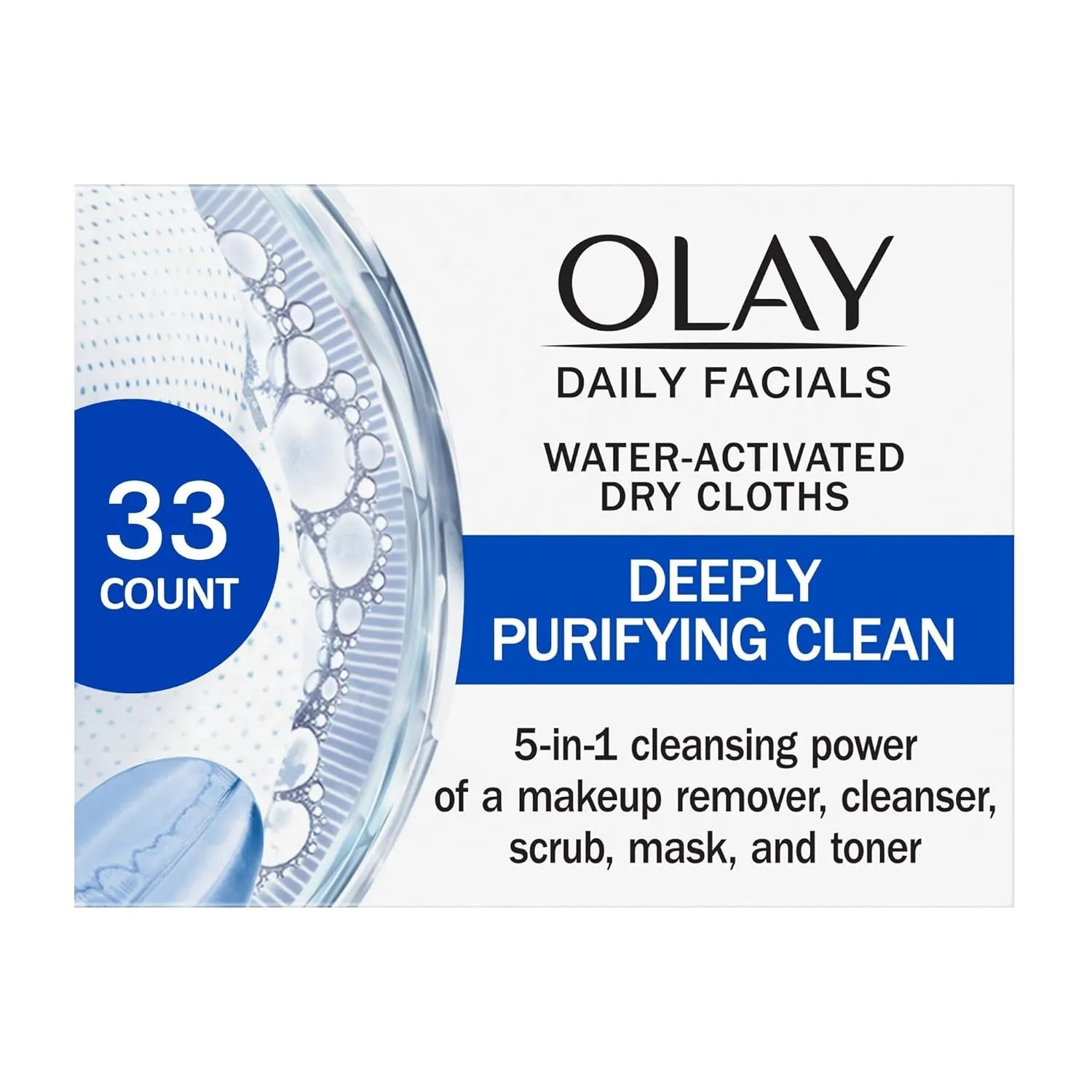 Daily Facials, Daily Clean Makeup Removing Facial Cleansing Wipes, 5-In-1 Water Activated Cloths, Exfoliates, Tones and Hydrates Skin, 66 Count