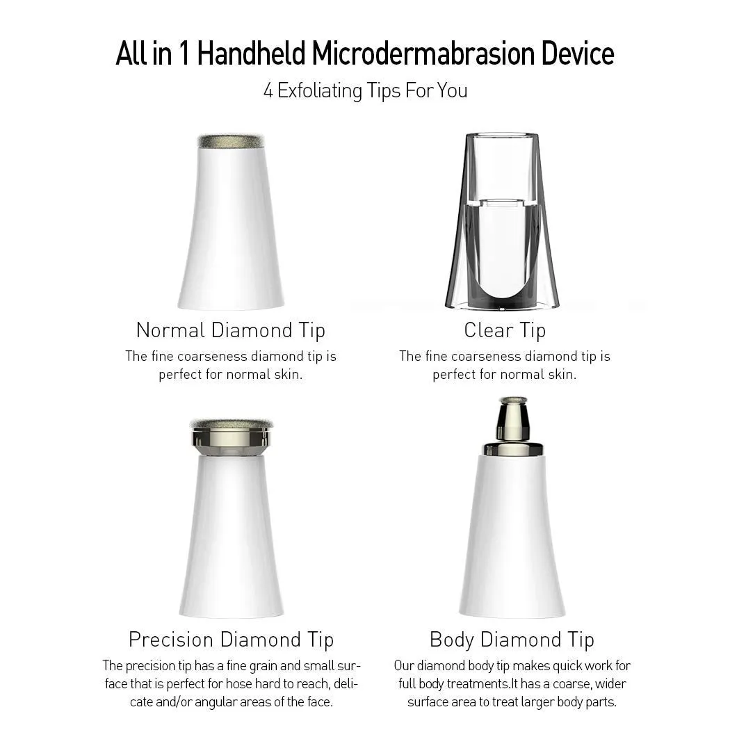 Diamond Microdermabrasion Machine Home Handheld Microderm Rechargeable Device 4 Modes Blackhead Remover Vacuum Suction Tool Skin Care Home Use Salon Result Kit Valentine'S Day Gift for Women