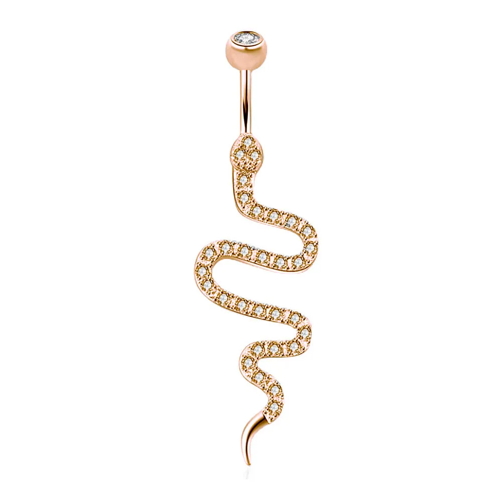 Diamond Snake Navel Ring