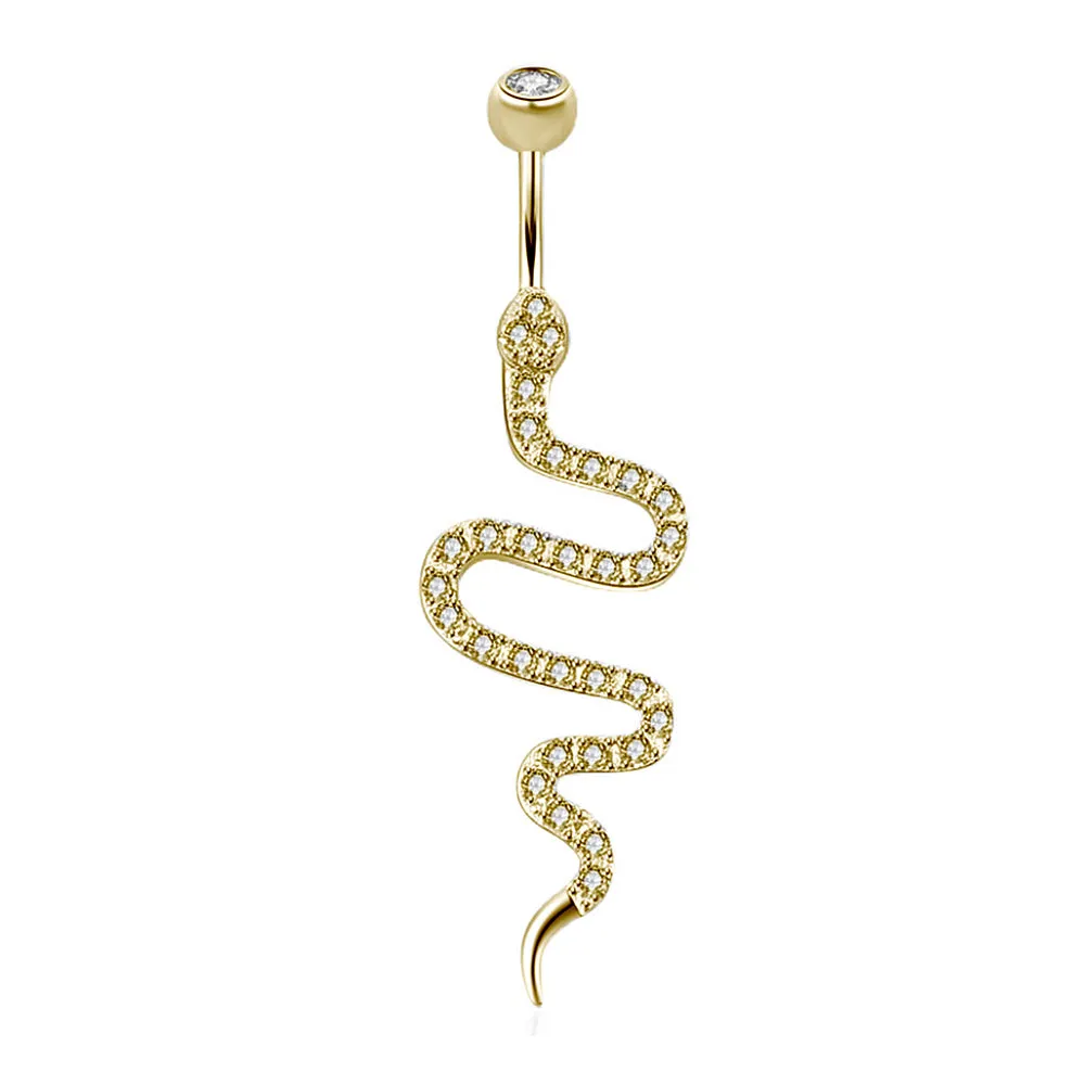 Diamond Snake Navel Ring