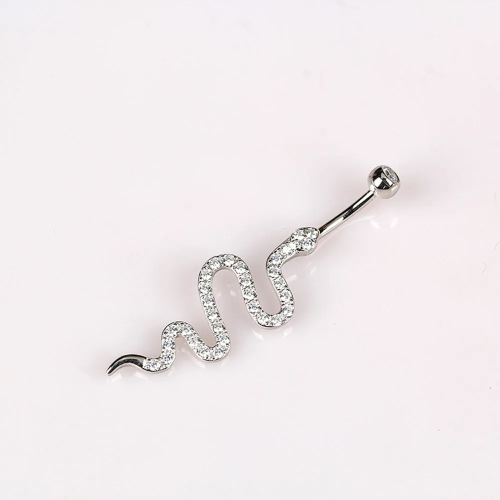Diamond Snake Navel Ring