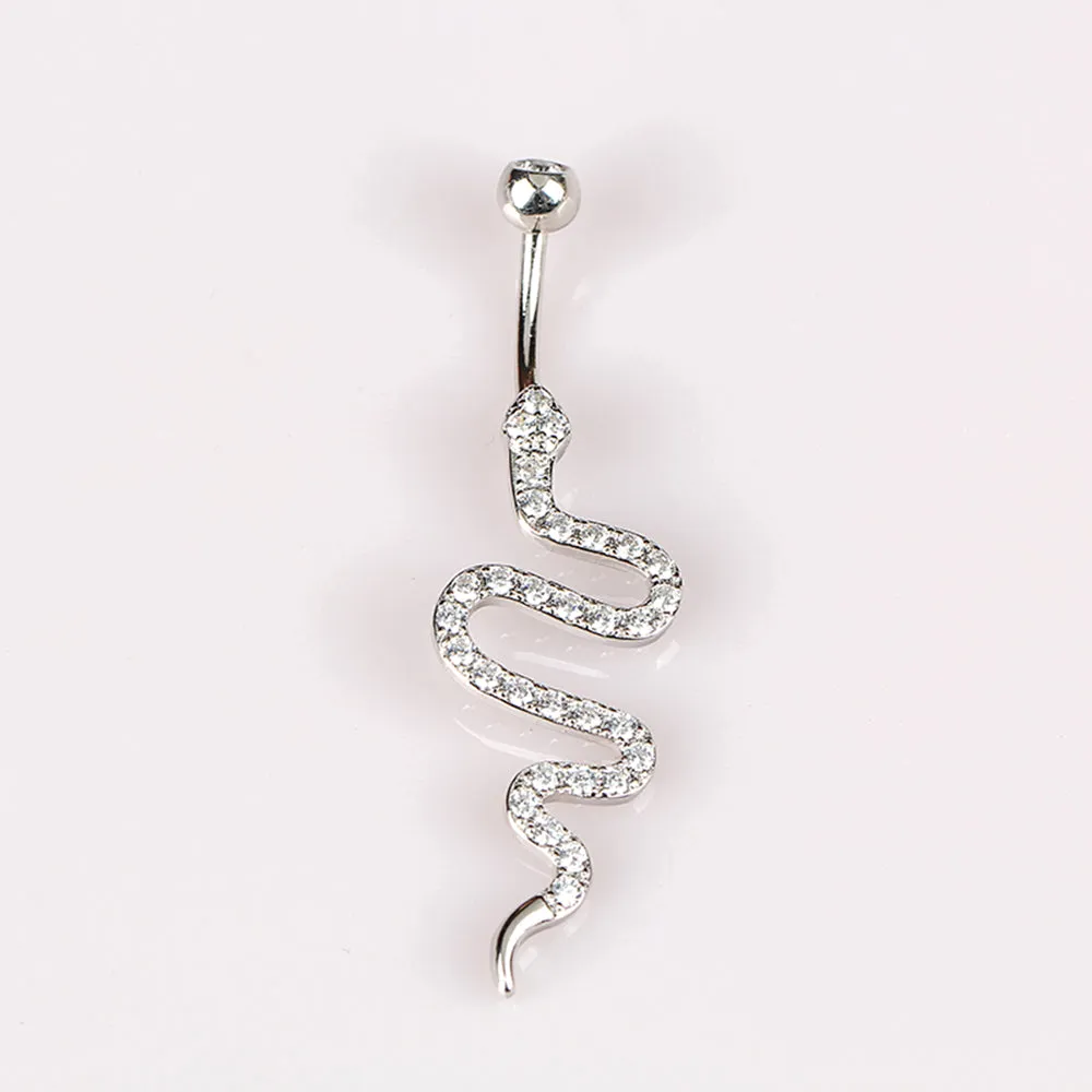 Diamond Snake Navel Ring