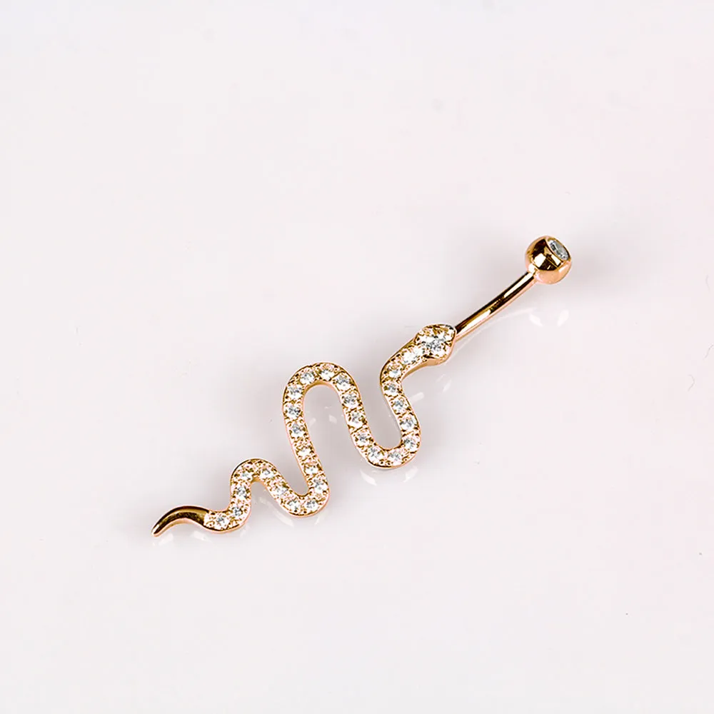 Diamond Snake Navel Ring