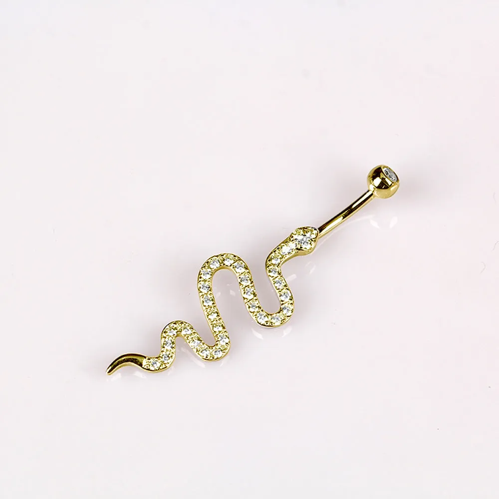 Diamond Snake Navel Ring
