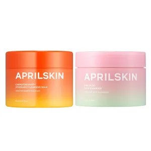 Double Cleanse Duo – Carrotene IPMP™ Hydromelt Cleansing Balm & Pink Aloe Facial Polish Cleanser, Hydrating and Gentle Care for Fresh, Radiant Skin