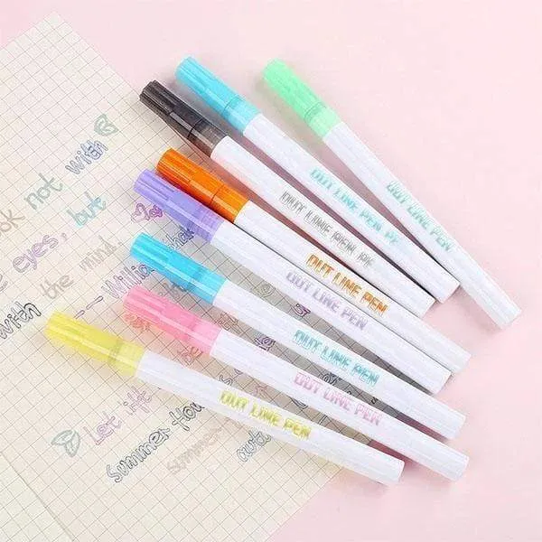 Double Line Outline Pen，For Gift Card Writing & Drawing