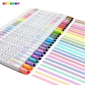 Dual-Tip Pastel Highlighter Marker Set - 12/24pcs, No Bleed