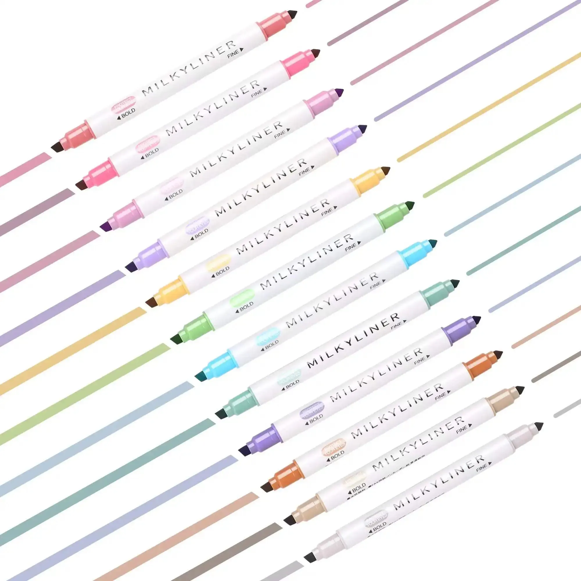 Dual-Tip Pastel Highlighter Marker Set - 12/24pcs, No Bleed
